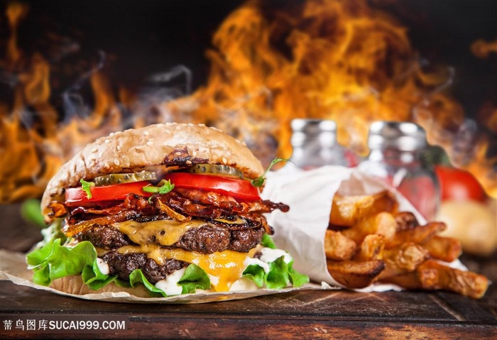 汉堡包和薯条