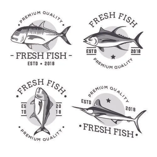 商务海洋鱼类海鲜图标LOGO标识标志标签水产图形AI矢量EPS素材图eps,ai矢量模版下载