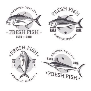 商务海洋鱼类海鲜图标LOGO标识标志标签水产图形AI矢量EPS素材图