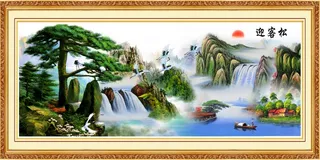 大气仿古迎客松影壁