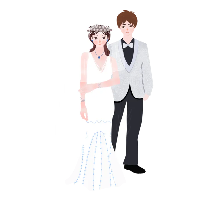 婚纱卡通人物婚礼白纱结婚婚纱摄影手绘