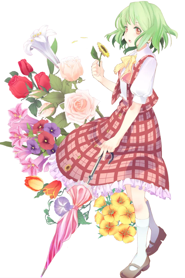 花朵女孩长伞卡通人物