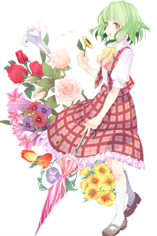 花朵女孩长伞卡通人物