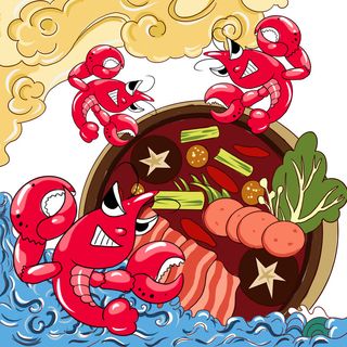 国潮中国风传统小吃食物地方特色菜美食元素插画海报图片素材