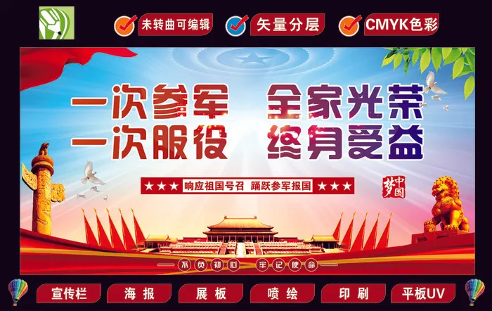 参军宣传海报cdr矢量模版下载
