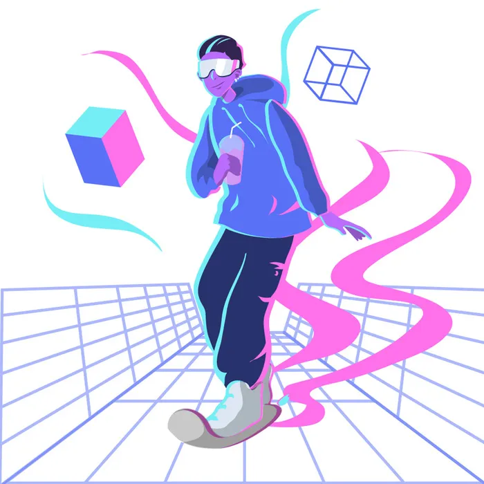 元宇宙科技矢量人物场景ai矢量模版下载