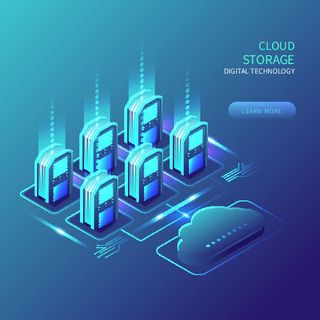 蓝色2.5D 互联网概念场景矢量素材