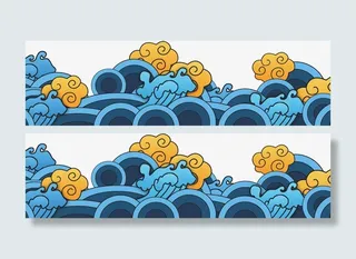 国潮浪花矢量素材