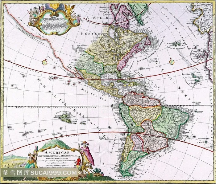 欧式装饰插画美洲大陆高清素材