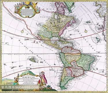 欧式装饰插画美洲大陆高清素材