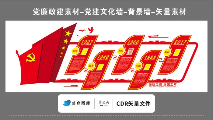 党建文化墙党建素材CDR预览图红色廉政之道治国之本务实为民cdr矢量模版下载
