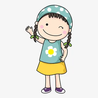 卡通挥手眨眼睛的女孩