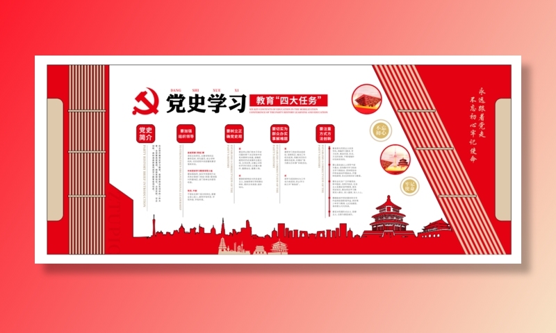 党建党史文化墙源文件CDR平面效果图cdr矢量模版下载