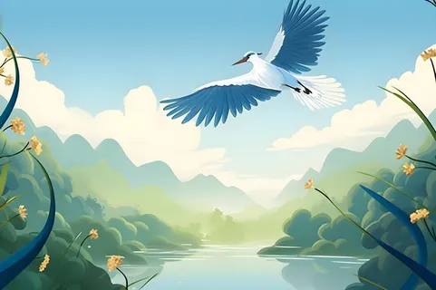 国风意境晚霞山云背景