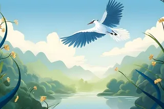 国风意境晚霞山云背景