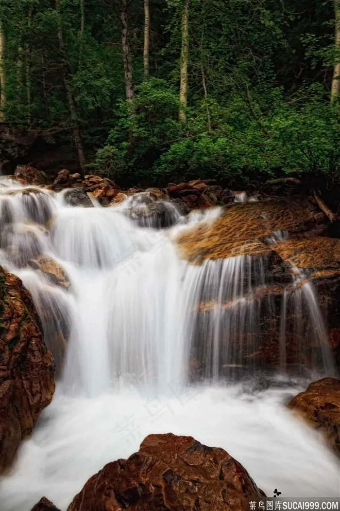 瀑布绿色植物图片素材
