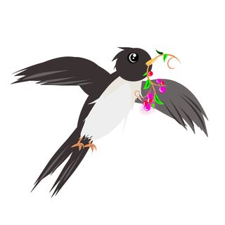 水彩手绘春季春天柳树柳条枝条小鸟小燕子元素PSD设计素材PNG图片