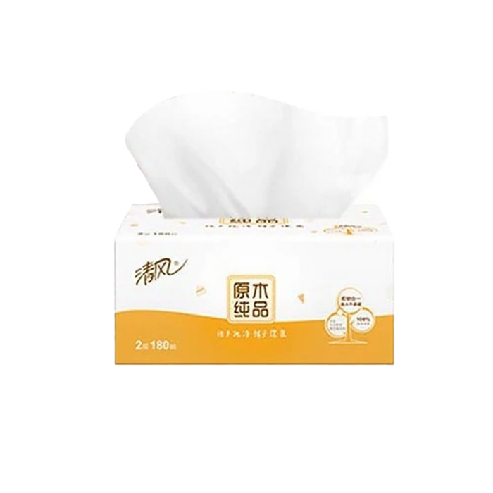 清风原木软抽纸(180抽)超市商品白底图免抠实物摄影png格式图片透明底