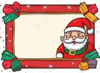 圣诞节装饰边框圣诞老人卡通插画背景