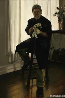 坐在椅子上的胡须男士油画风景画 坐在椅子上的胡须男士油画风景画