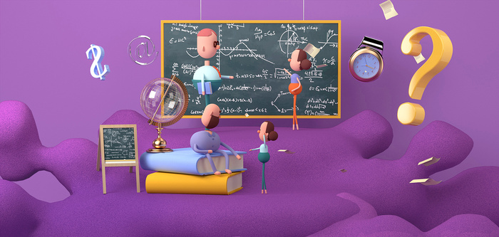 3D人物文具卡通开学季c4d素材