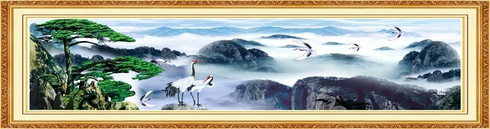迎客松影壁画psd模版下载