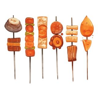 烧烤烤肉串插画免抠