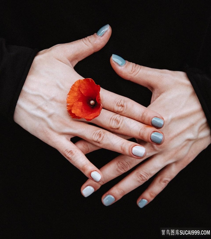 时尚鲜花美甲手模