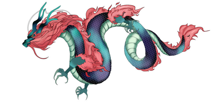 手绘山海经上古神兽夫诸凤凰麒麟青龙白虎朱雀玄武插画PSD素材
