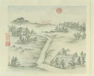 清代张若澄作品燕山八景之金台夕照国画图片