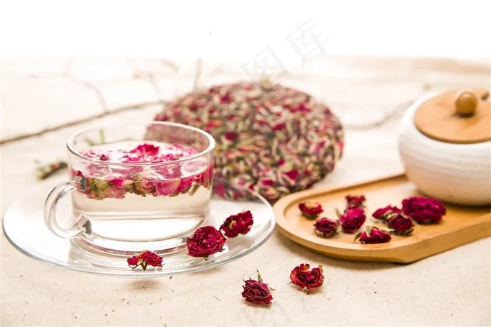 金边玫瑰花蕾茶饼摄影
