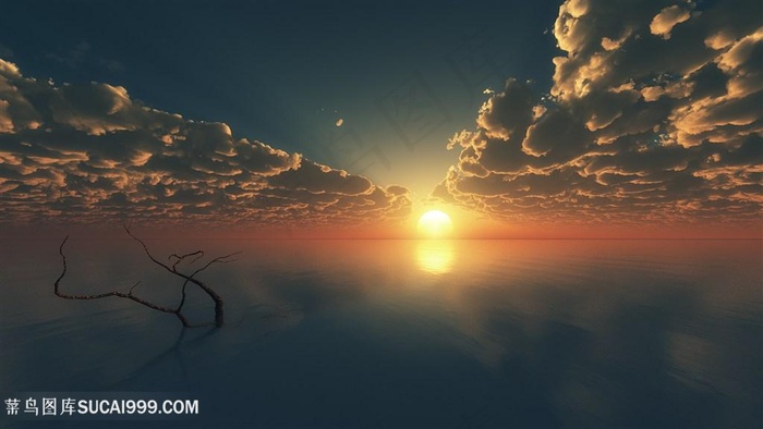 黄昏海景风景画壁纸