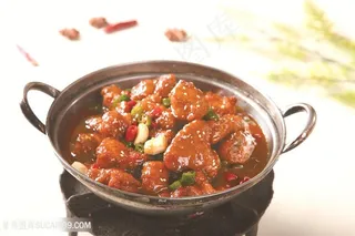 中华美食干锅飘香仔排摄影图