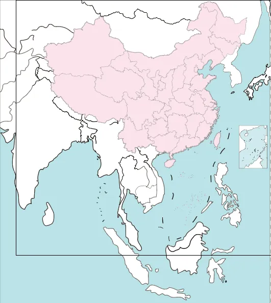 中国地图带邻国白色带轮廓线地图ai矢量模版下载