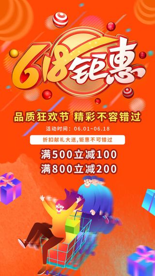 淘宝天猫京东电商618年中大促H5海报手机启动页PSD设计素材