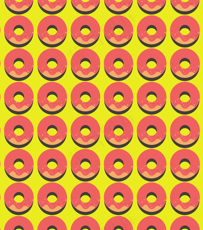 红色甜甜圈背景海报对称风格黄色