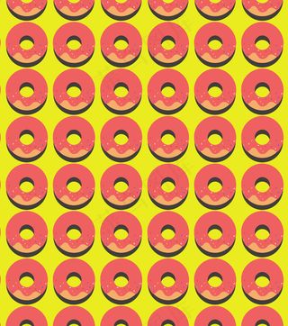 红色甜甜圈背景海报对称风格黄色