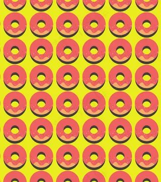 红色甜甜圈背景海报对称风格黄色