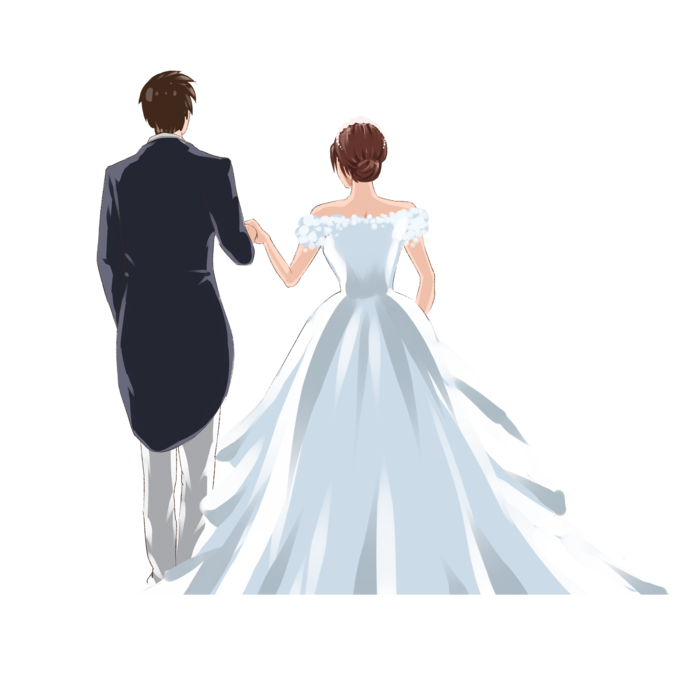 婚纱卡通人物婚礼白纱结婚婚纱摄影手绘