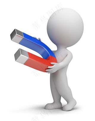 手拿磁铁的白色小人高清图片