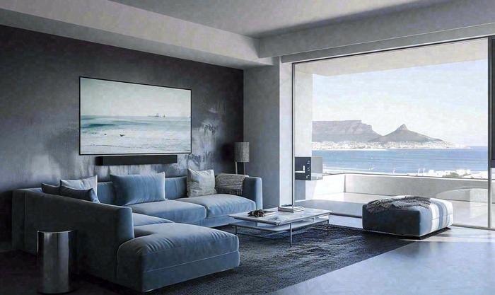 室内设计家具家装展示客厅沙发电视海景，简约摄影图