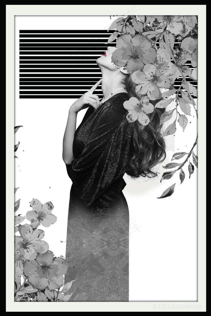 唯美女性植物花卉装饰画