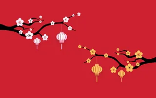 中国风古典传统图案边框纹理祥云灯笼装饰线条PSD背景素材