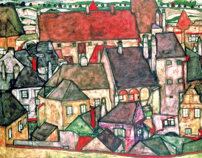 席勒黄色小镇高清油画