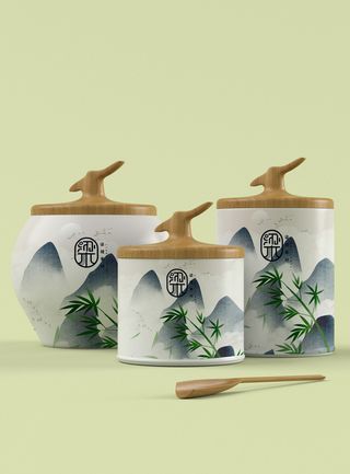 国风高档茶叶包装盒袋罐瓶LOGO标贴展示VI智能贴图样机PSD素材