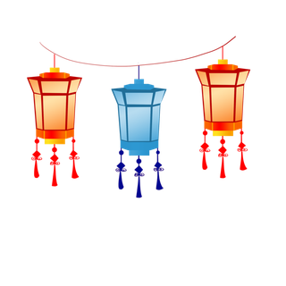 卡通手绘灯笼中秋节元宵节花灯新年海报元素PNG免扣PS素材