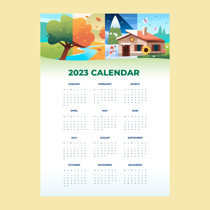 2023简约日历模板ai矢量模版下载