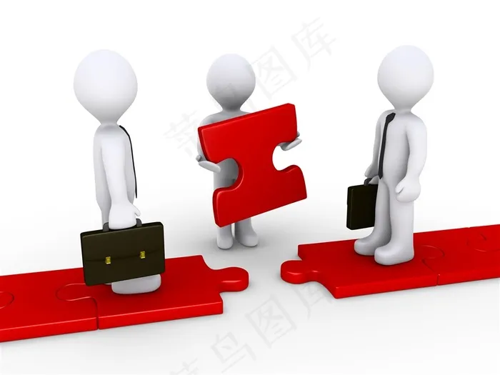 3d小人商务拼图素材