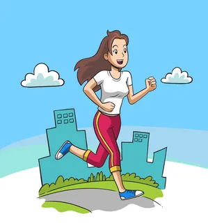 美女跑步城市马拉松插画 美女跑步城市马拉松插画