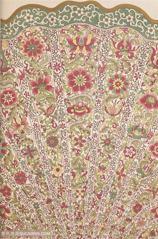 扇形背景花绘工笔画中式传统纹样集锦中国风图片